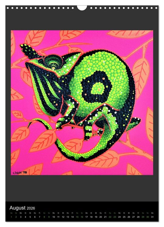 Produktbild: Acrylic paintings - Pfeilgiftfr&ouml;sche und Cham&auml;leons (Wandkalender 2026 DIN A3 hoch), CALVENDO Monatskalender