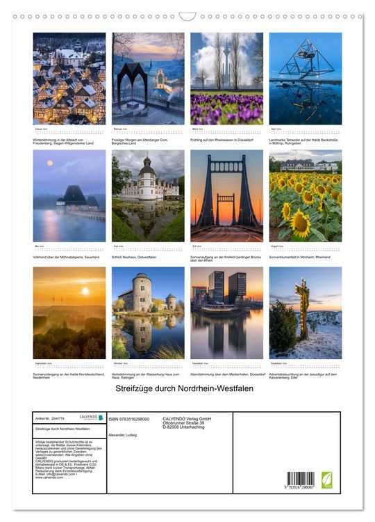 Produktbild: Streifz&uuml;ge durch Nordrhein-Westfalen (Wandkalender 2026 DIN A2 hoch), CALVENDO Monatskalender