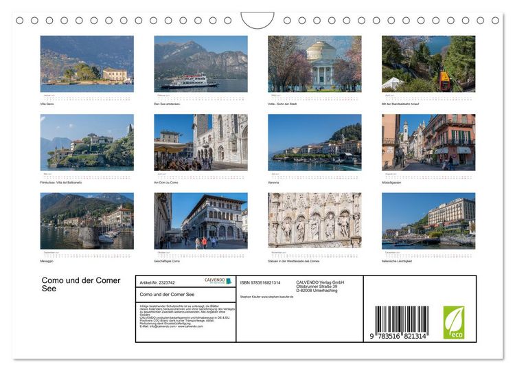 Produktbild: Como und der Comer See (Wandkalender 2027 DIN A4 quer), CALVENDO Monatskalender