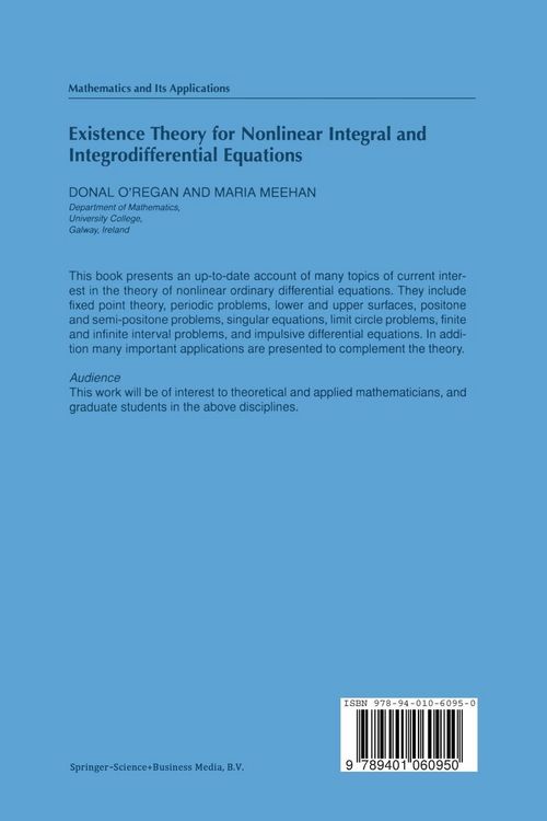 Produktbild: Existence Theory for Nonlinear Integral and Integrodifferential Equations