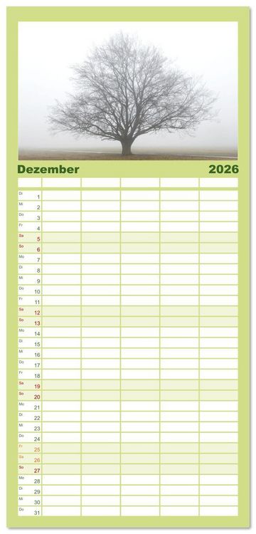 Produktbild: Familienplaner 2026 - Die Buche: 12 Baumportr&auml;ts mit 5 Spalten (Wandkalender, 21 x 45 cm) CALVENDO