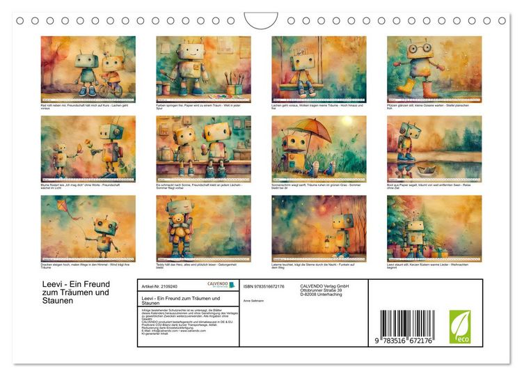 Produktbild: Leevi - Ein Freund zum Tr&auml;umen und Staunen (Wandkalender 2026 DIN A4 quer), CALVENDO Monatskalender