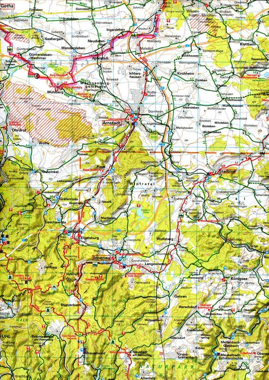 Produktbild: BVA ADFC Radtourenkarte Th&uuml;ringer Wald Rh&ouml;n 1:150.000