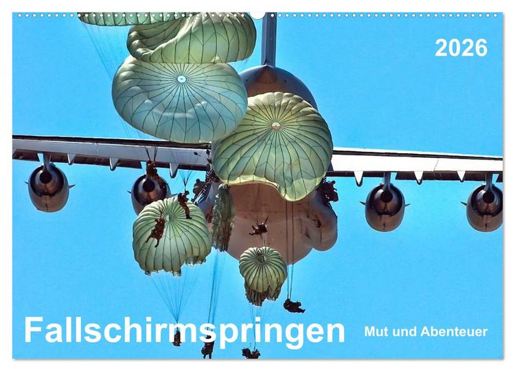Produktbild: Fallschirmspringen - Mut und Abenteuer (Wandkalender 2026 DIN A2 quer), CALVENDO Monatskalender