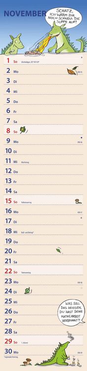 Produktbild: Notizkalender Humor 2026 - Streifenplaner 15x64 cm - Wandkalender - Küchenkalender - mit lustigen Cartoons und Sprüchen - Langplaner