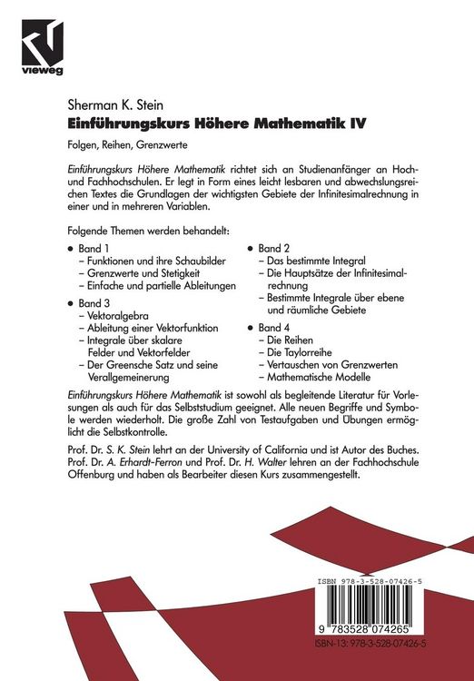Produktbild: Einf&uuml;hrungskurs H&ouml;here Mathematik