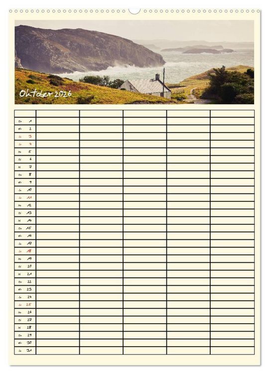 Produktbild: Urlaubsparadiese - Familienplaner (hochwertiger Premium Wandkalender 2026 DIN A2 hoch), Kunstdruck in Hochglanz
