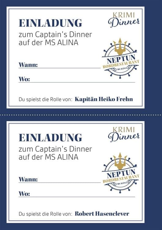 Produktbild: Krimi-Dinner: T&ouml;dliches Captain's Dinner