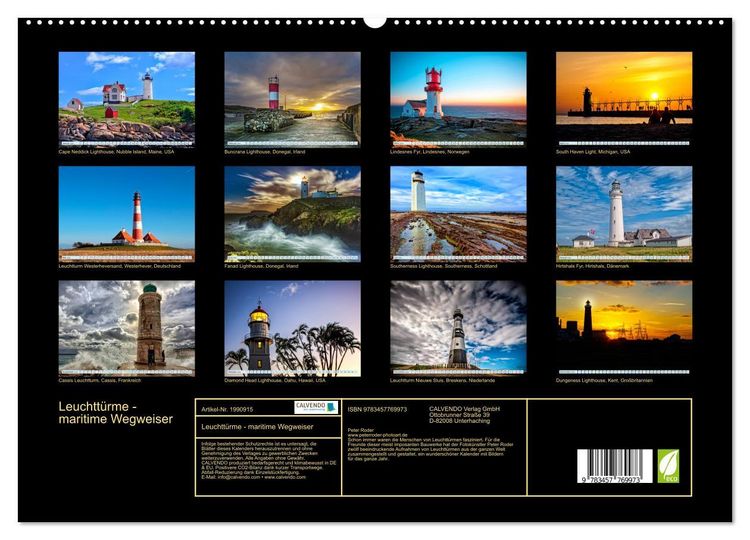 Produktbild: Leuchtt&uuml;rme - maritime Wegweiser (hochwertiger Premium Wandkalender 2026 DIN A2 quer), Kunstdruck in Hochglanz