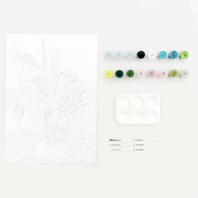 Produktbild: Malen nach Zahlen Set, Lotus, 26 x 37 cm,, Inhalt: