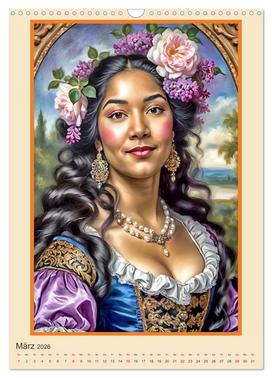 Produktbild: Portr&auml;tgalerie, Frauen in Barockkost&uuml;men (Wandkalender 2026 DIN A3 hoch), CALVENDO Monatskalender