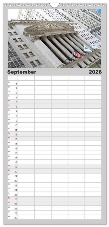 Produktbild: Familienplaner 2026 - New York City mit 5 Spalten (Wandkalender, 21 x 45 cm) CALVENDO