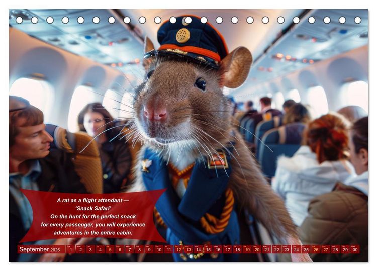 Produktbild: Funny animals as flight attendants (Desk Calendar 2026 DIN A5 landscape), CALVENDO 12 Month DeskCalendar