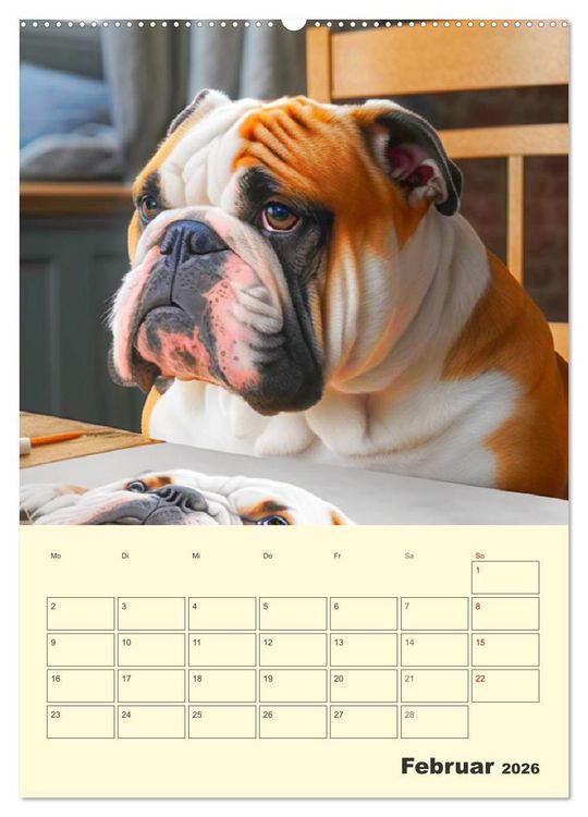 Produktbild: English Bulldogs. Fr&ouml;hliche Dickk&ouml;pfe mit Charakter (Wandkalender 2026 DIN A2 hoch), CALVENDO Monatskalender