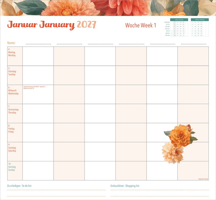 Produktbild: Familienwochenkalender Flowers 2027