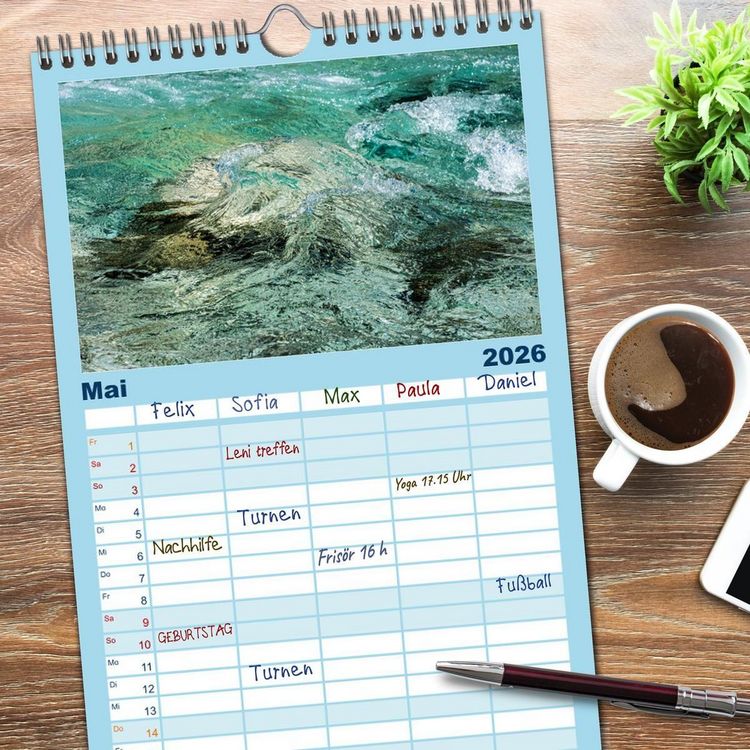 Produktbild: Familienplaner 2026 - Wasserzauber mit 5 Spalten (Wandkalender, 21 x 45 cm) CALVENDO