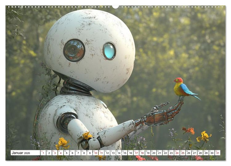 Produktbild: Roboter &ndash; Technik, Poesie und ein Hauch Magie (hochwertiger Premium Wandkalender 2026 DIN A2 quer), Kunstdruck in Hochglanz