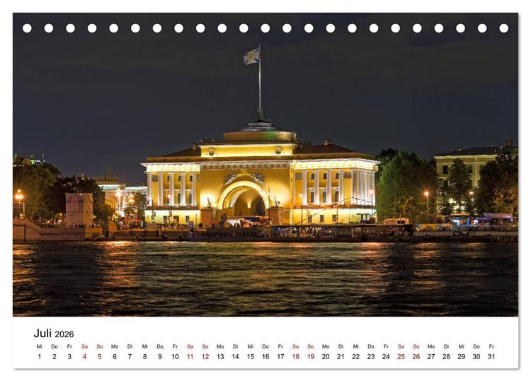 Produktbild: St. Petersburg bei Nacht (Tischkalender 2026 DIN A5 quer), CALVENDO Monatskalender