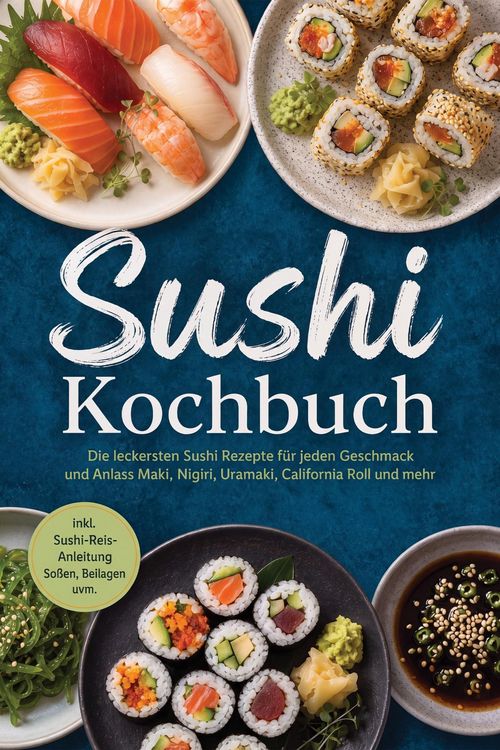 Produktbild: Sushi Kochbuch: Die leckersten Sushi Rezepte f&uuml;r jeden Geschmack und Anlass - Maki, Nigiri, Uramaki, California Roll und mehr - inkl. Sushi-Reis-Anlei