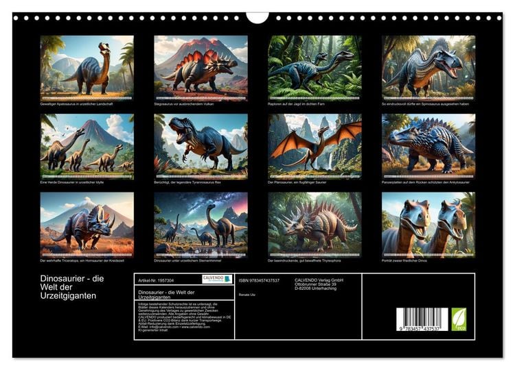 Produktbild: Dinosaurier - die Welt der Urzeitgiganten (Wandkalender 2026 DIN A3 quer), CALVENDO Monatskalender