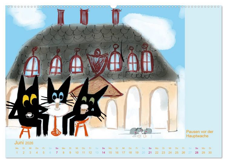 Produktbild: Frau Kami Katze entdeckt Frankfurt am Main (Wandkalender 2026 DIN A2 quer), CALVENDO Monatskalender