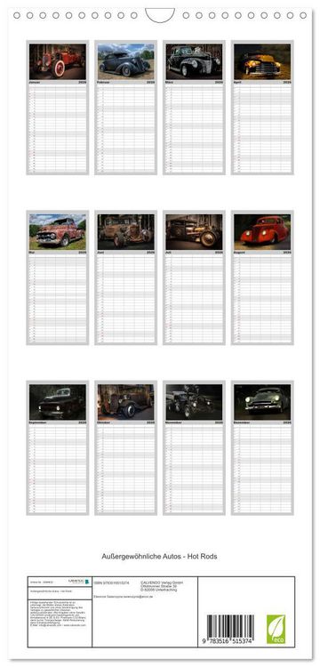 Produktbild: Familienplaner 2026 - Au&szlig;ergew&ouml;hnliche Autos - Hot Rods mit 5 Spalten (Wandkalender, 21 x 45 cm) CALVENDO