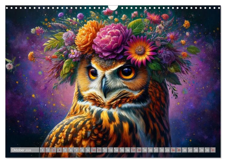 Produktbild: Blumige Vogelportr&auml;ts (Wandkalender 2026 DIN A3 quer), CALVENDO Monatskalender