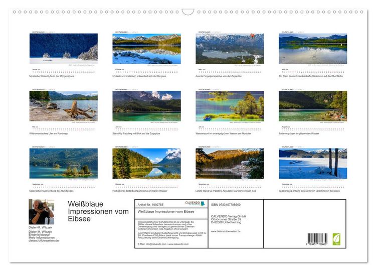 Produktbild: Wei&szlig;blaue Impressionen vom Eibsee (Wandkalender 2026 DIN A2 quer), CALVENDO Monatskalender