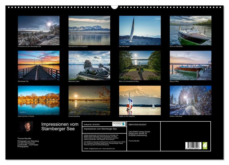 Produktbild: Impressionen vom Starnberger See (Wandkalender 2026 DIN A2 quer), CALVENDO Monatskalender
