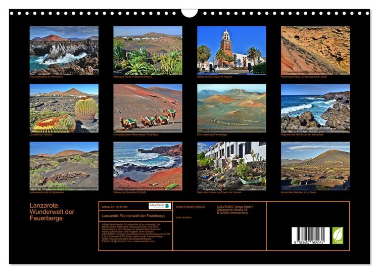 Produktbild: Lanzarote. Wunderwelt der Feuerberge (Wandkalender 2026 DIN A3 quer), CALVENDO Monatskalender