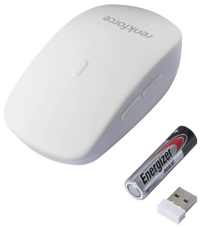 Produktbild: Renkforce RF-WRM-300 Hygiene-Maus Kabellos Optisch Wei&szlig; 5 Tasten 800 dpi, 1000 dpi, 1200 dpi Spritzwassergesch&uuml;tzt