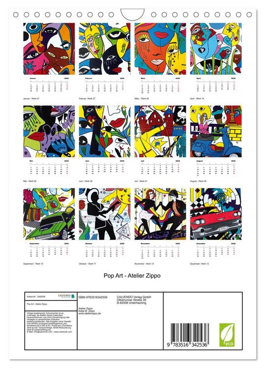 Produktbild: Pop Art - Atelier Zippo (Wandkalender 2026 DIN A4 hoch), CALVENDO Monatskalender