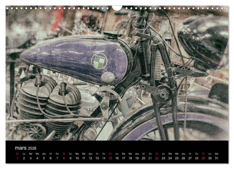 Produktbild: MOTOS VINTAGE (Calendrier mural 2026 DIN A3 vertical), CALVENDO calendrier mensuel