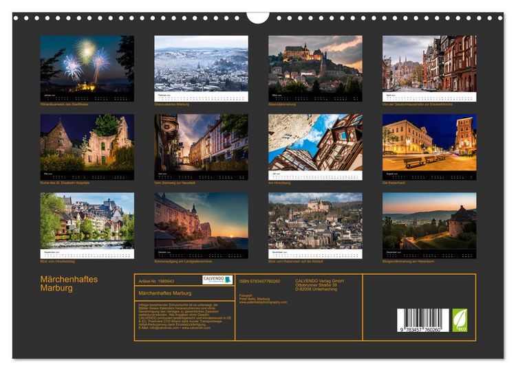 Produktbild: M&auml;rchenhaftes Marburg (Wandkalender 2026 DIN A3 quer), CALVENDO Monatskalender