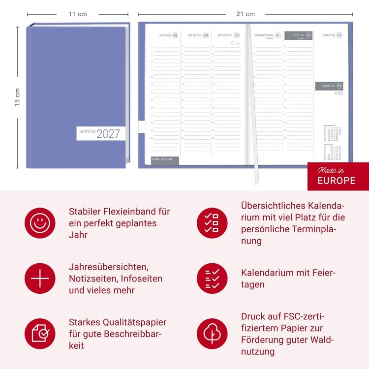 Produktbild: times&more Flieder Kalenderbuch 2027