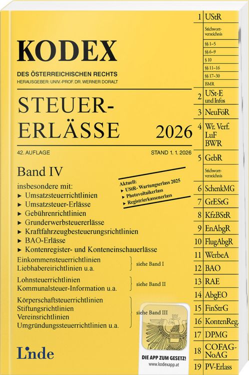 Produktbild: KODEX Steuer-Erl&auml;sse 2026, Band IV