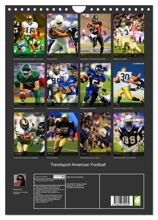 Produktbild: Trendsport American Football (Wandkalender 2026 DIN A4 hoch), CALVENDO Monatskalender