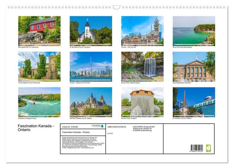 Produktbild: Faszination Kanada - Ontario (Wandkalender 2026 DIN A2 quer), CALVENDO Monatskalender