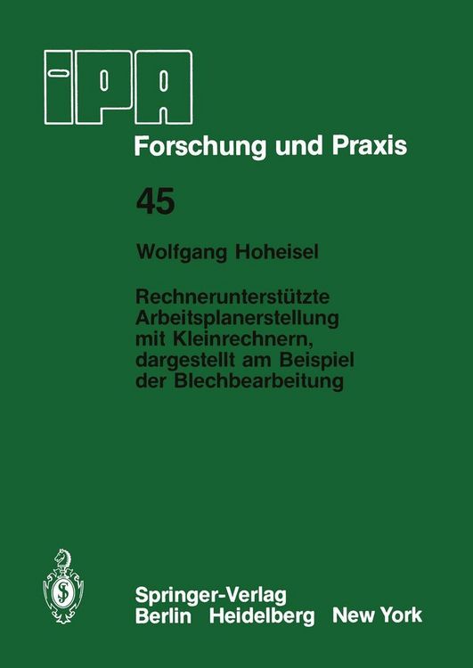 Produktbild: Rechnerunterst&uuml;tzte Arbeitsplanerstellung mit Kleinrechnern, dargestellt am Beispiel der Blechbearbeitung