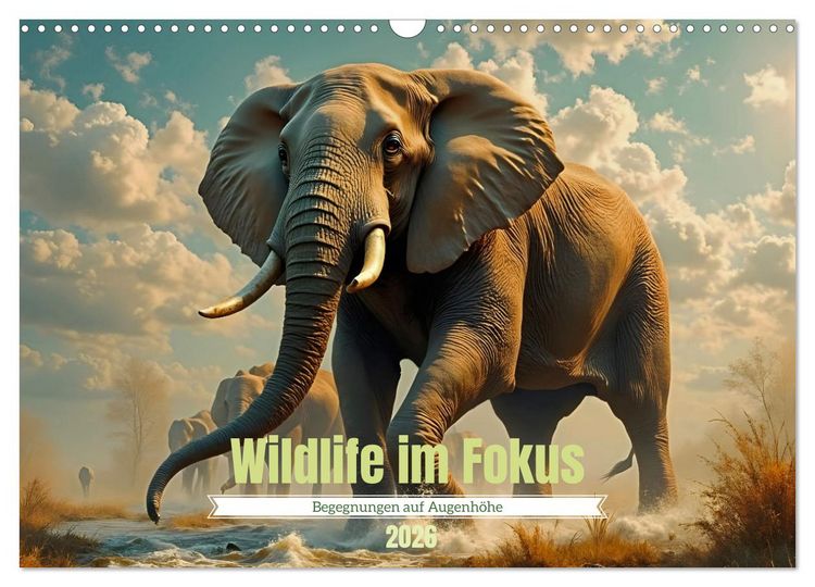 Produktbild: Wildlife im Fokus - Begegnungen auf Augenh&ouml;he (Wandkalender 2026 DIN A3 quer), CALVENDO Monatskalender