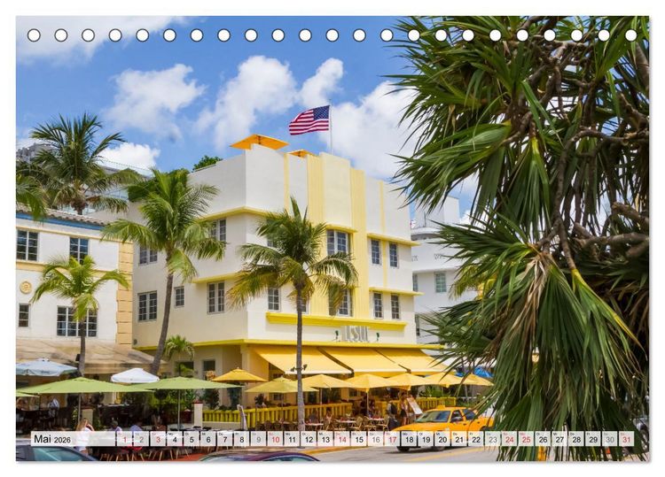 Produktbild: Miami Beach und Art Deco District (Tischkalender 2026 DIN A5 quer), CALVENDO Monatskalender
