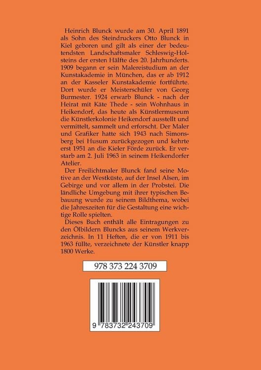 Produktbild: Heinrich Blunck Werkverzeichnis