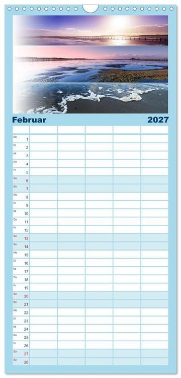 Produktbild: Familienplaner 2027 - K&uuml;stenstreifen an der Nordsee mit 5 Spalten (Wandkalender, 21 x 45 cm) CALVENDO
