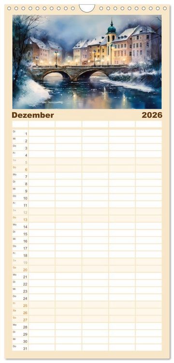 Produktbild: Familienplaner 2026 - Br&uuml;ckenromantik mit 5 Spalten (Wandkalender, 21 x 45 cm) CALVENDO