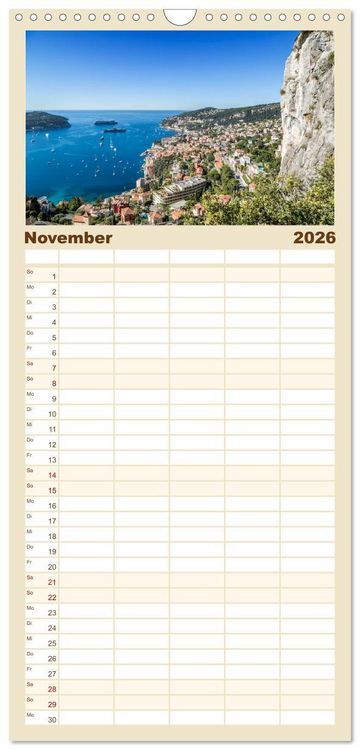 Produktbild: Familienplaner 2026 - C&Ocirc;TE D&rsquo;AZUR Bezaubernde Orte mit 5 Spalten (Wandkalender, 21 x 45 cm) CALVENDO