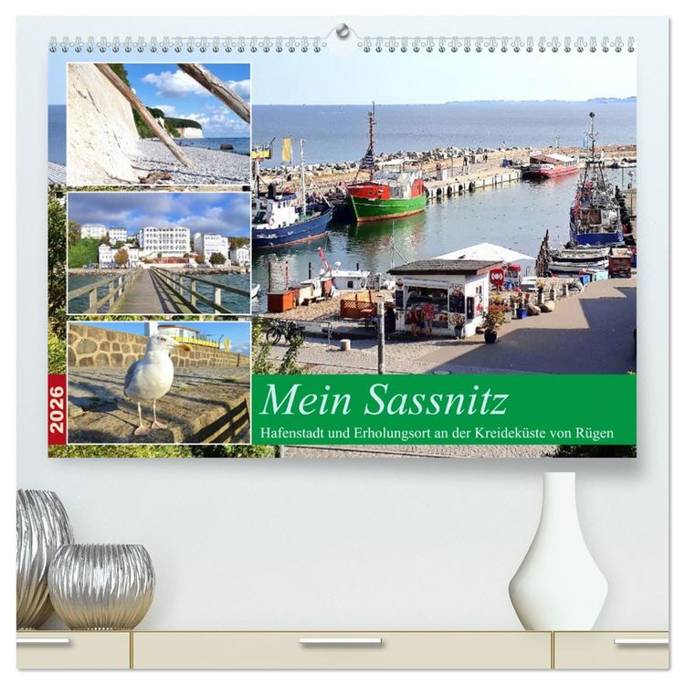 Produktbild: Mein Sassnitz - Hafenstadt und Erholungsort an der Kreidek&uuml;ste von R&uuml;gen (hochwertiger Premium Wandkalender 2026 DIN A2 quer), Kunstdruck in Hochglanz