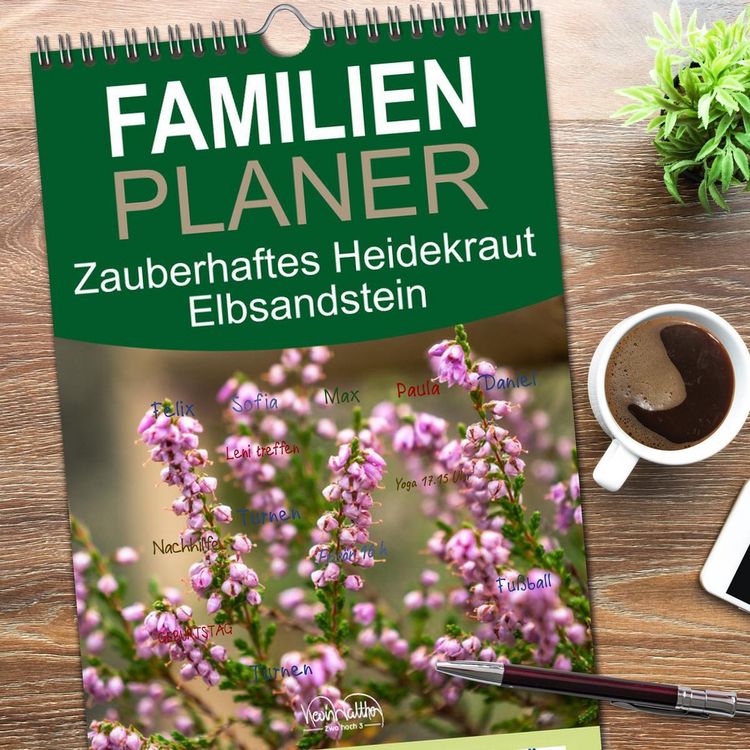 Produktbild: Familienplaner 2026 - Zauberhaftes Heidekraut - Elbsandstein mit 5 Spalten (Wandkalender, 21 x 45 cm) CALVENDO