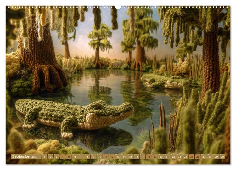 Produktbild: Textile Naturwelten. Amigurumi-&Ouml;kosysteme zZwischen Polarmeer und Savanne (hochwertiger Premium Wandkalender 2027 DIN A2 quer), Kunstdruck in Hochglanz