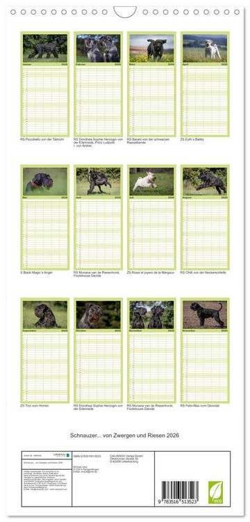 Produktbild: Familienplaner 2026 - Schnauzer... von Zwergen und Riesen 2026 mit 5 Spalten (Wandkalender, 21 x 45 cm) CALVENDO