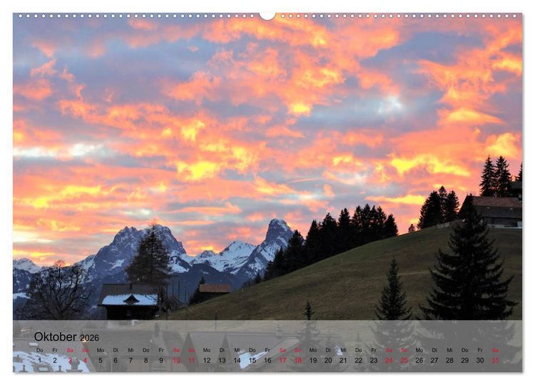 Produktbild: Saanenland. Ein Kalender aus dem Berner Oberland (hochwertiger Premium Wandkalender 2026 DIN A2 quer), Kunstdruck in Hochglanz